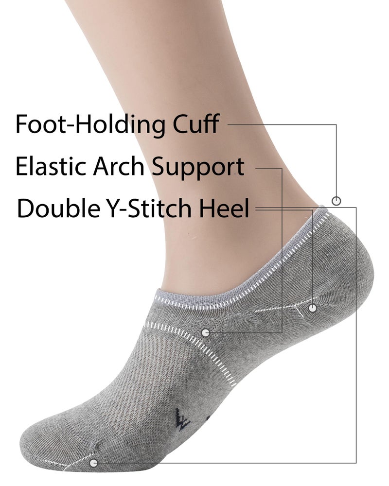 Pro Mountain Thin No Show Socks Women Seamless Wide Toe Box For Health Size S Grey 6 Pack Liner Thin Footies Casual Sneakers Loafer Flats US Shoe 6-8 - Image 4